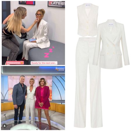 Caroline Stanbury’s White Pinstriped Vest Suit