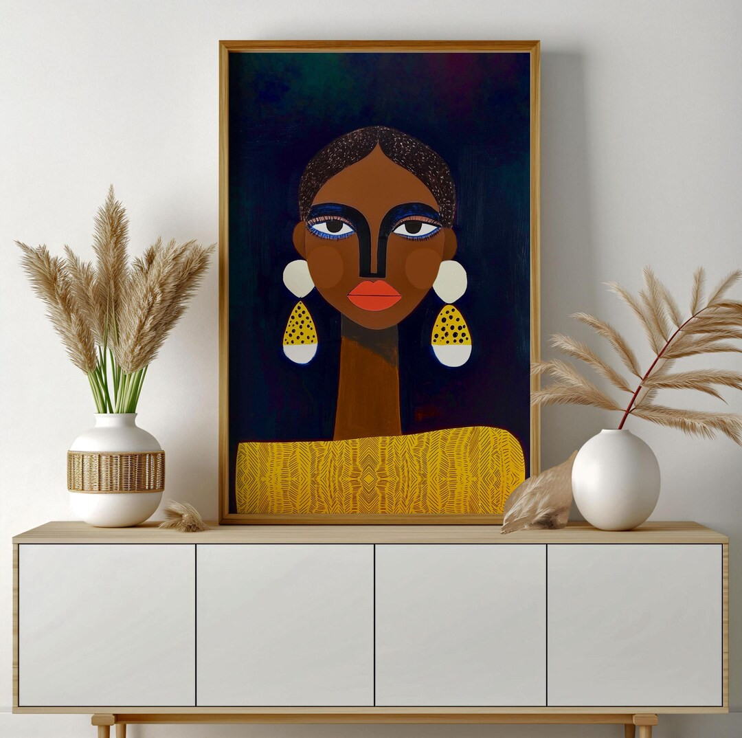 African Woman Abstract Portrait, Afro Lady Modern Painting, Abstract People Art Print, Black Fema... | Etsy (US)