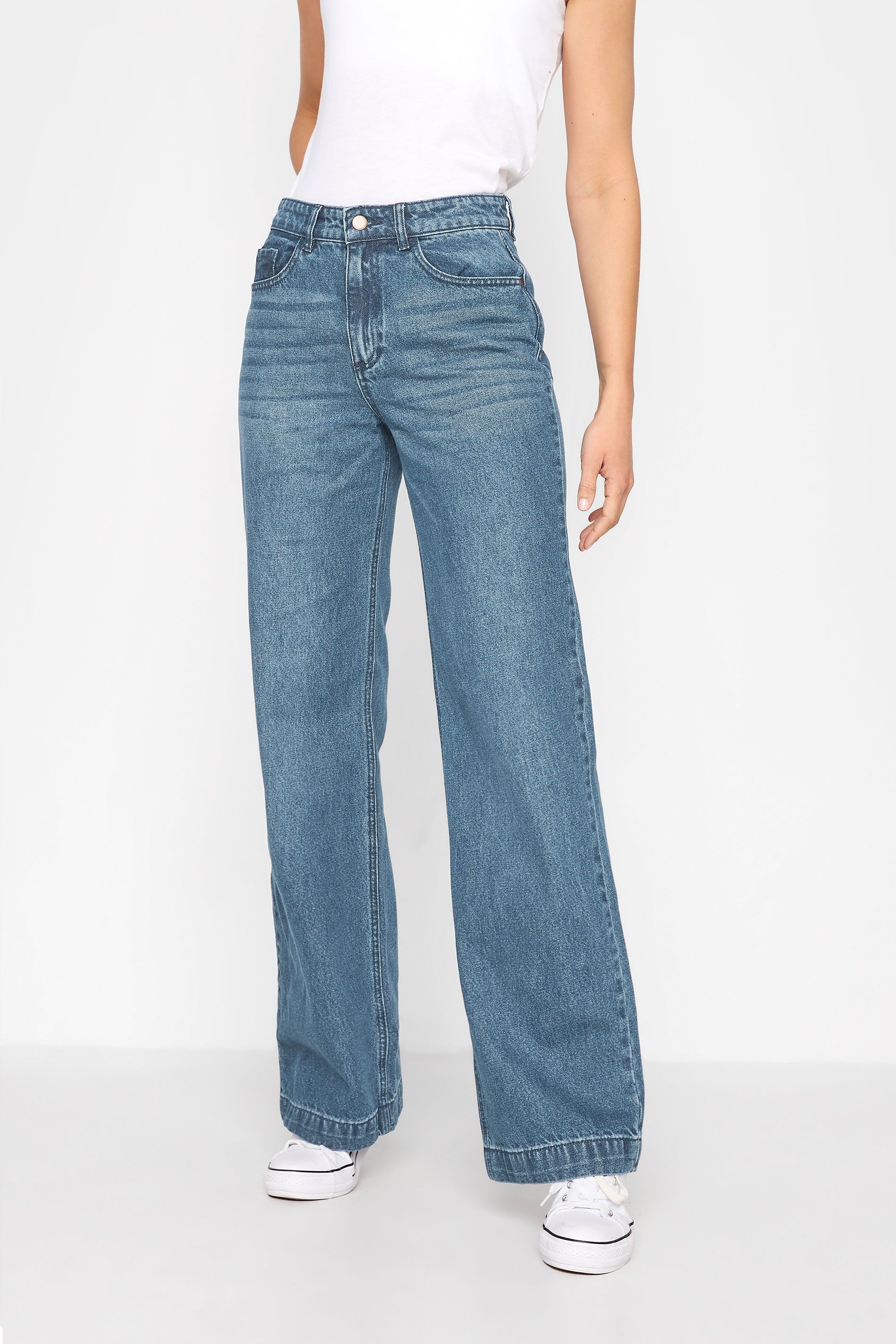 LTS MADE FOR GOOD Tall Mid Blue BEA Wide Leg Jeans | Long Tall Sally