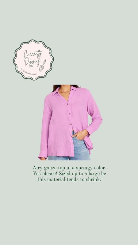 Gauze top, cotton button up top, casual spring top, orchid color top

#LTKfindsunder50 #LTKsalealert