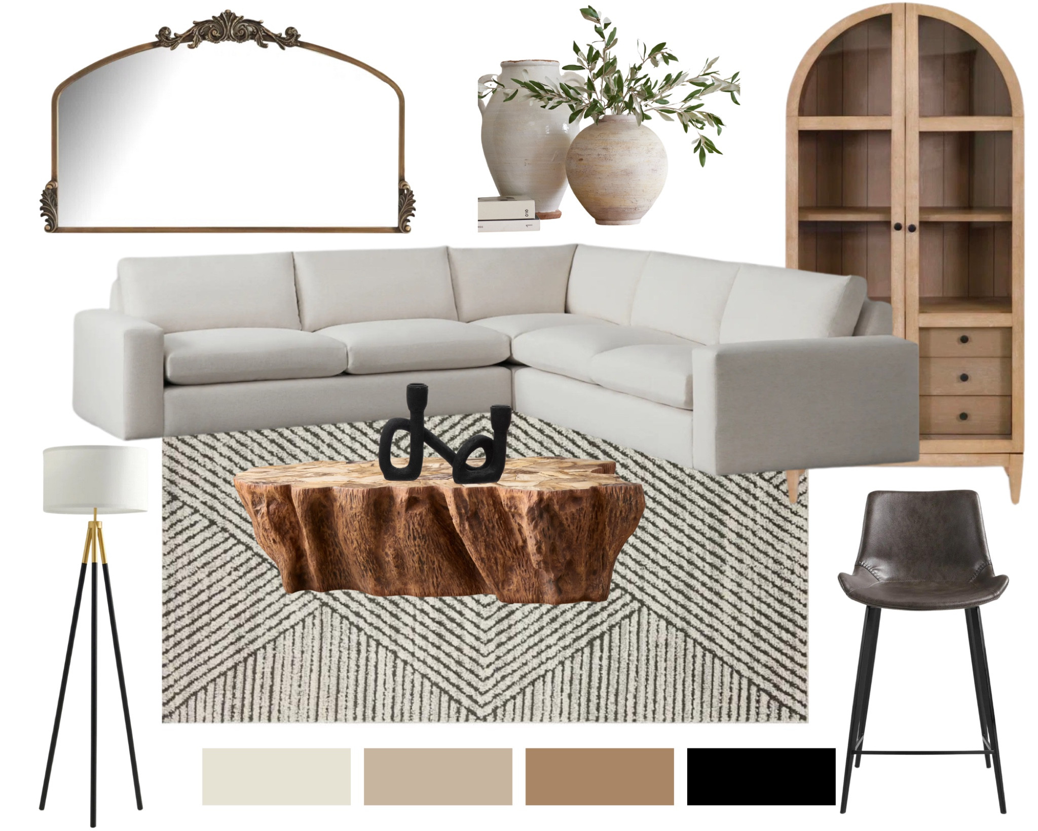 Organic modern living room style- incorporating sleek organic lines, arches, and raw finishes. 

#LTKFamily #LTKOver40 #LTKHome