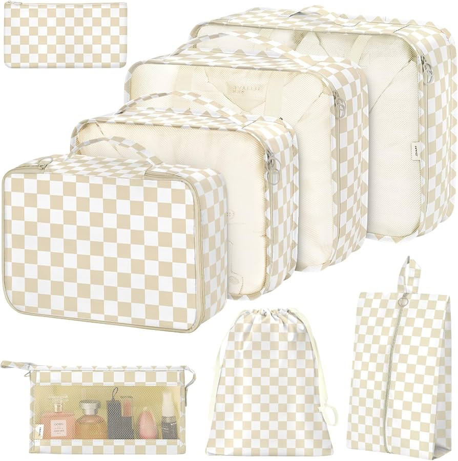 8 Set Packing Cubes for Suitcases,Packing Cube with Shoe, Cosmetics, Clothing, and Accessories Ba... | Amazon (US)