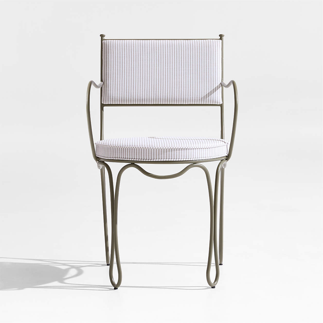 The Harpen Metal Outdoor Dining Arm Chair by Jake Arnold | Crate & Barrel | Crate & Barrel