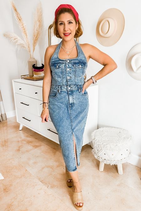 Denim halter top dress