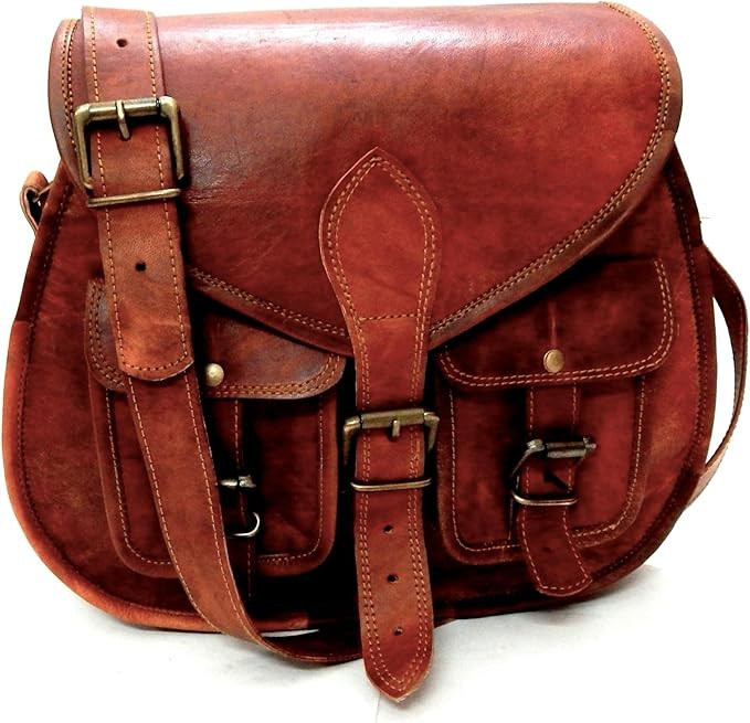 Firu-Handmade Women Vintage Style Genuine Leather Cross Body Shoulder Bag Ladies Satchel Saddle B... | Amazon (US)