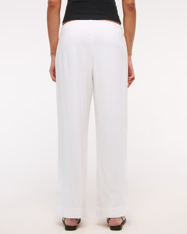 Women's Linen-Blend Pull-On Pant | Women's Clearance | Abercrombie.com | Abercrombie & Fitch (US)