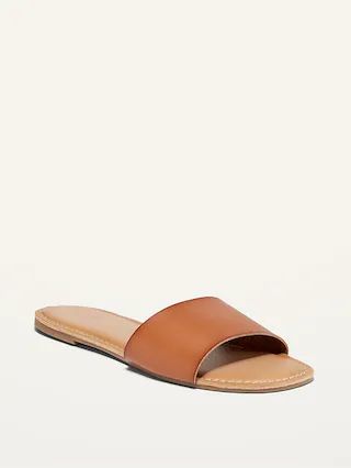 Faux-Leather Slide Sandals for Women | Old Navy (US)