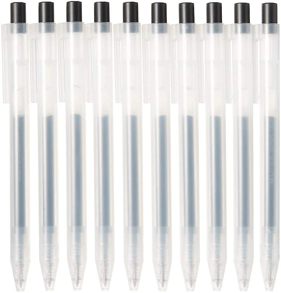 Muji Smooth Gel Ink Ballpoint Pen Knock Type 10-Pieces Set, 0.5 mm Nib Size, Black | Amazon (US)