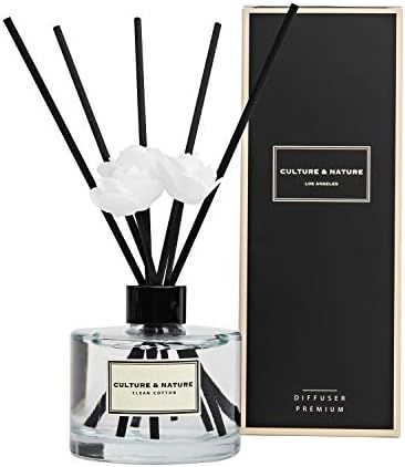 CULTURE & NATURE Reed Diffuser 6.7oz ( 200ml ) Clean Cotton Scented Reed Diffuser Set | Amazon (US)