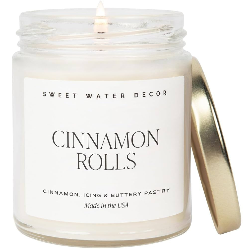 Sweet Water Decor Cinnamon Roll Candle - Fall Scented with Cinnamon, Icing and Buttery Pastry for... | Amazon (US)