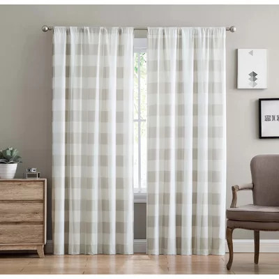 Buffalo Plaid Everyday Semi-Sheer Rod Pocket Curtain Panels | Wayfair North America