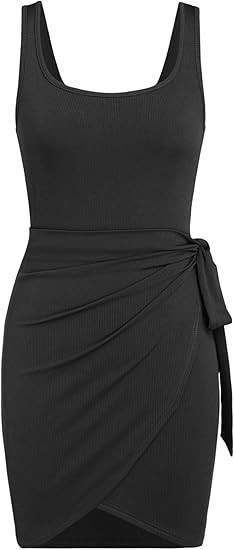 CIDER Women's Sleeveless Summer Dress Casual Wrap Bodycon Ruched Dress Tie Waist Beach Mini Dress... | Amazon (US)
