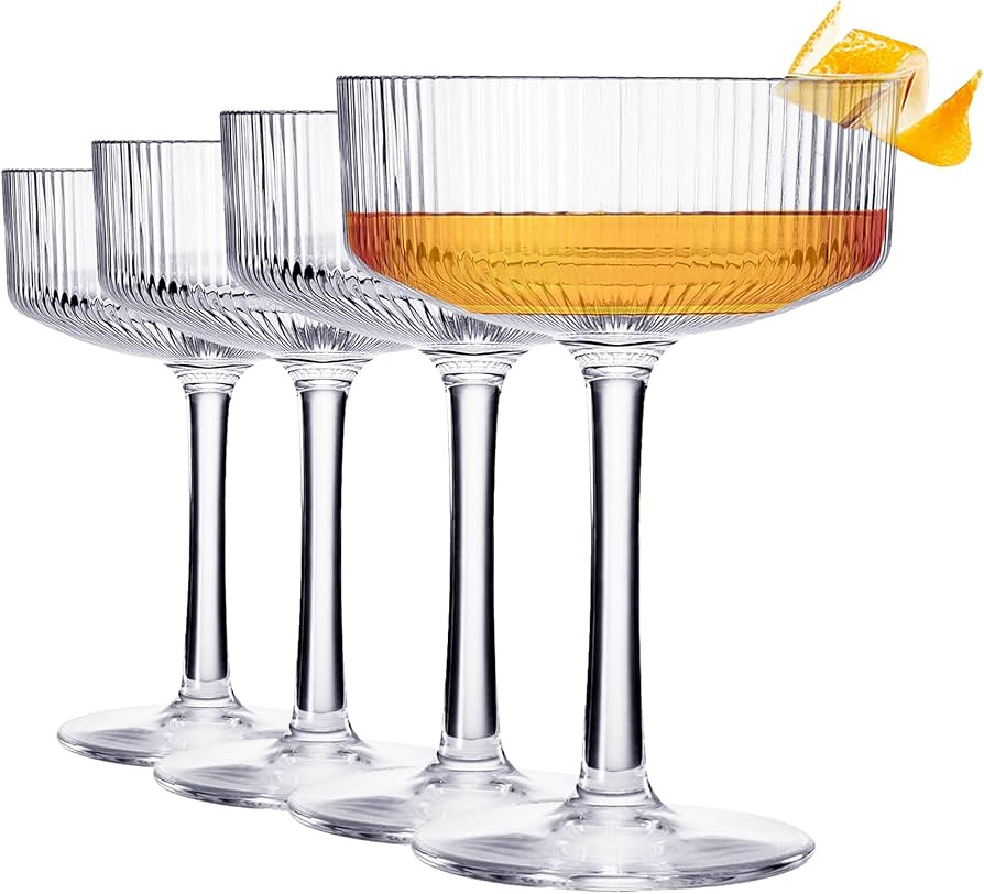 Vintage Art Deco Shatterproof Coupe Martini, Champagne & Cocktail Glasses | Set of 4 | Tritan Acr... | Amazon (US)