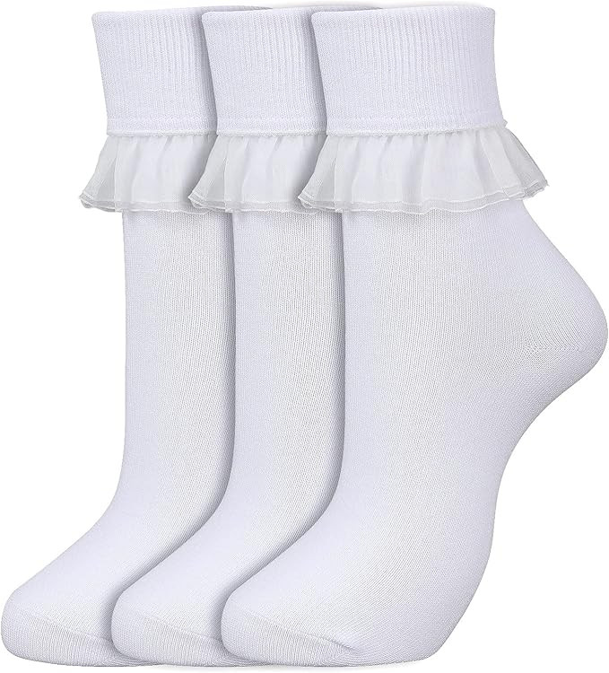 DONSHNY Women Ruffle Ankle Socks Lace Frilly Socks Fashion Women Girls Cute Princess Socks,Anklet... | Amazon (US)