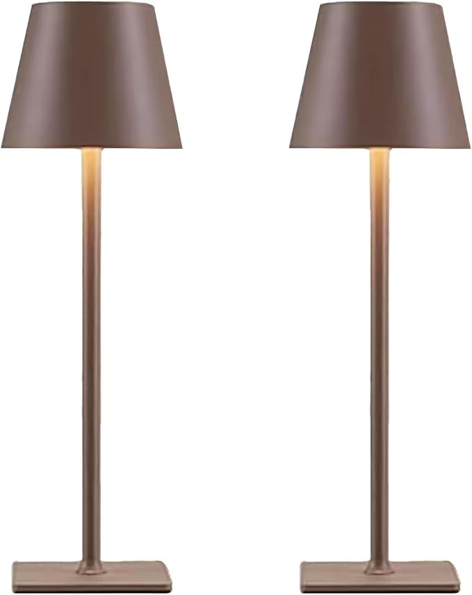 Brown Cordless Table Lamps Set of 2,Vintage Rechargeable Lamp for Restaurant Dinner Dining Kitche... | Amazon (US)