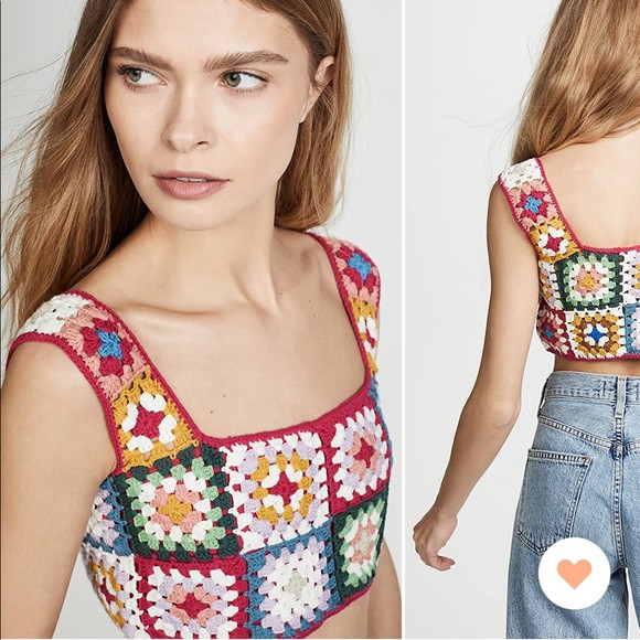 Farm Rio crochet crop top, multi color Sz Small | Poshmark