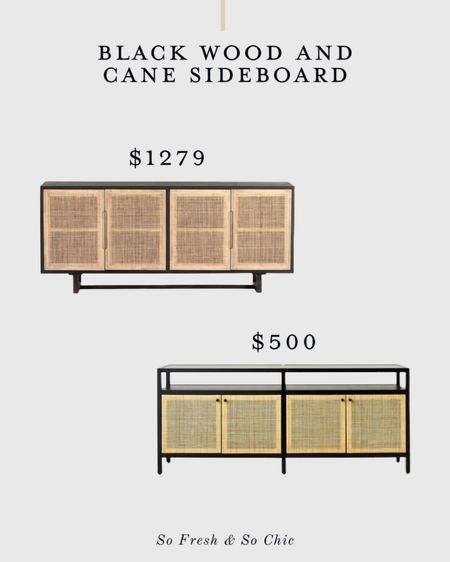 HIGH/LOW: Black wood and cane sideboard.
-
Look for less - living room furniture - dining room furniture - Lulu and Georgia - Target Studio McGee Threshold - sideboard sale 

#LTKhome #LTKsalealert