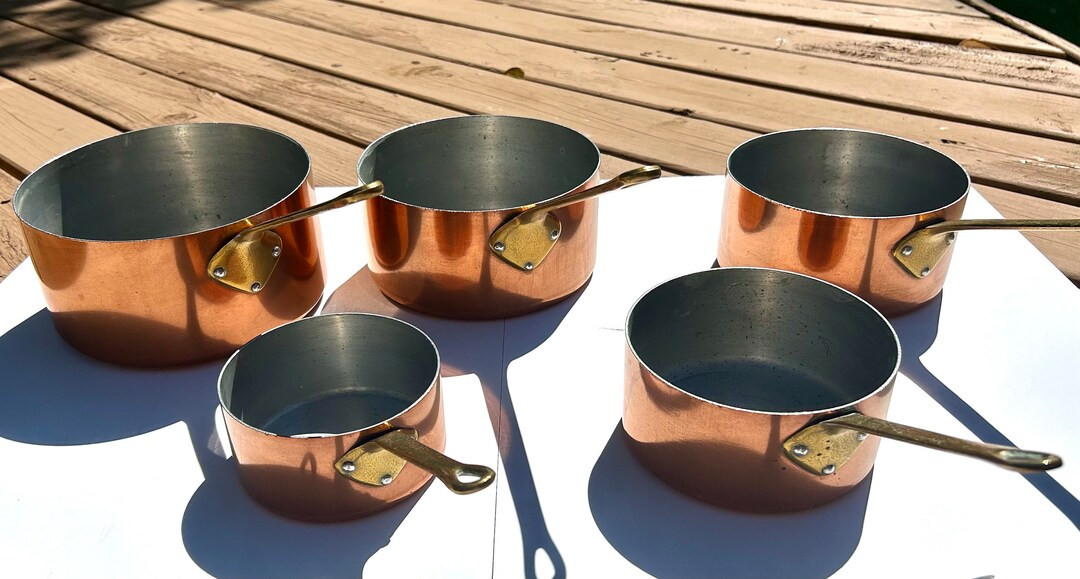 Vintage French Copper Pots, Set of 5 - Etsy | Etsy (US)