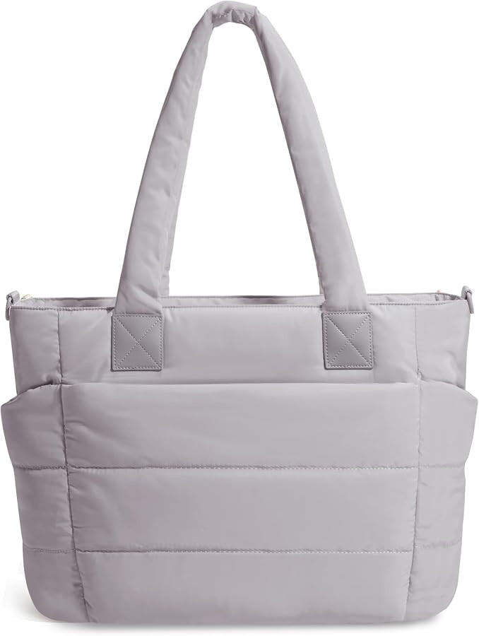 Tote Bag for Women Puffer Tote Bag Large Quilted Nurse Bag with Zipper for Work Travel | Amazon (US)