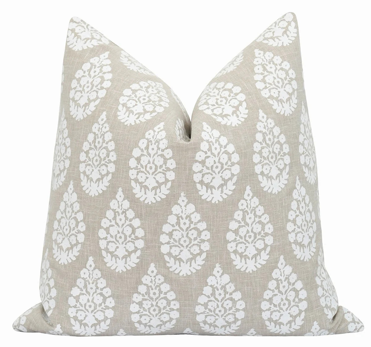 Macon Beige Floral Medallion Pillow | Land of Pillows