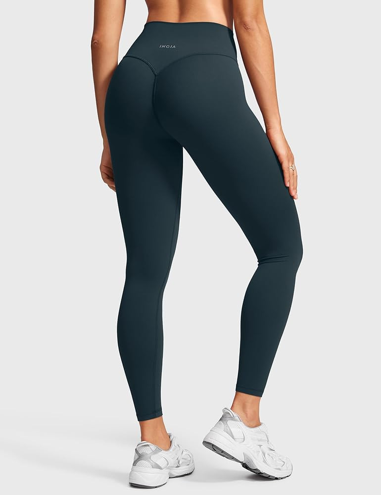 INGIA Womens High Waist No Front Seam Scrunch Butt Leggings Workouts 25 Inches V-Back Scrunch Boo... | Amazon (US)