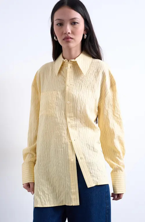 Topshop Asymmetric Placket Button-Up Shirt in Yellow at Nordstrom, Size 12 | Nordstrom