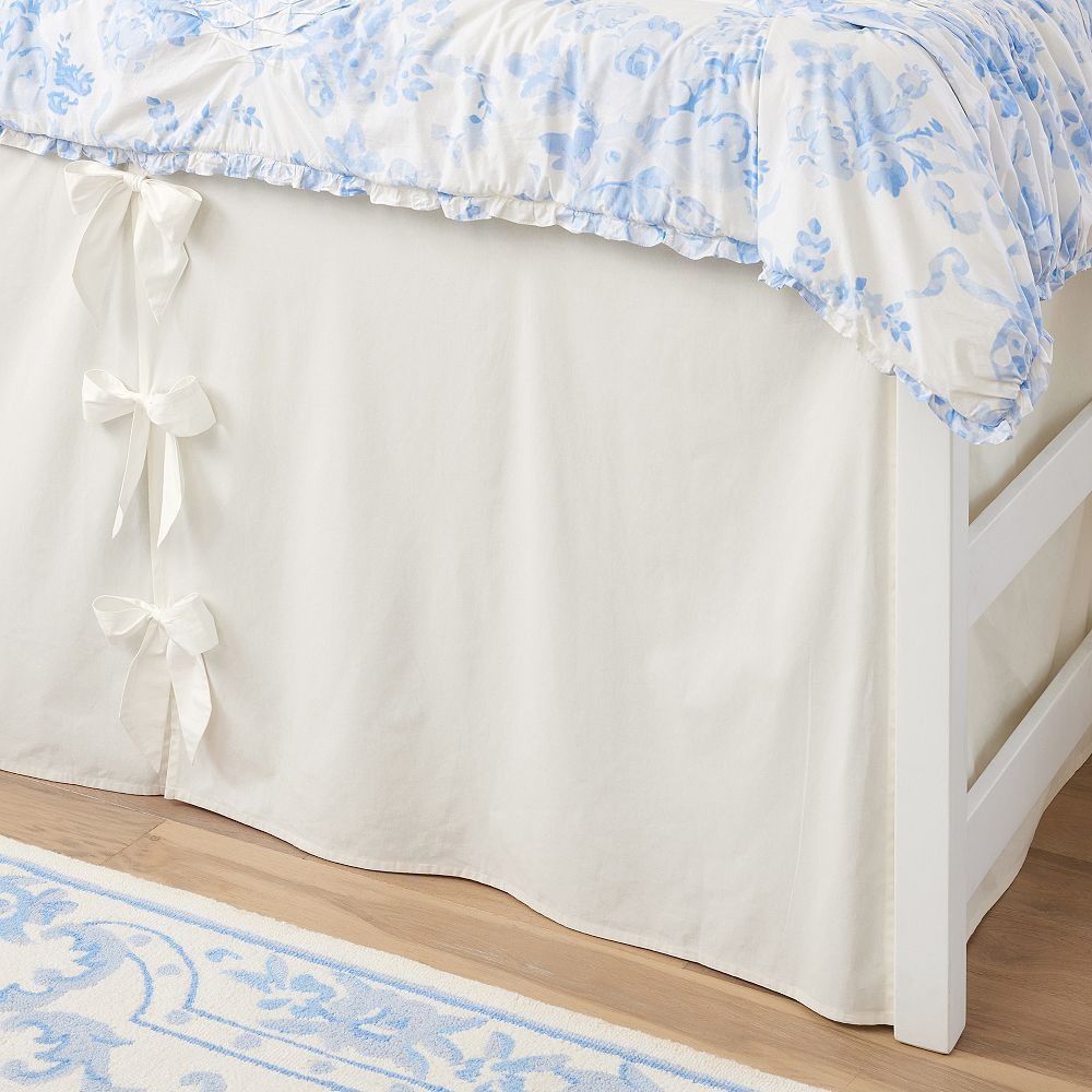 LoveShackFancy Bows Vaulted Twin XL Bedskirt, 32 Inches, Ivory | Pottery Barn Teen