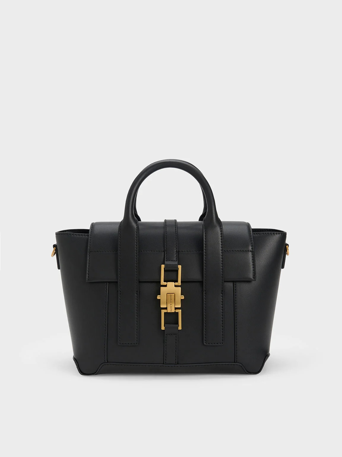 Dua Buckled Trapeze Tote
 - Black | Charles & Keith UK