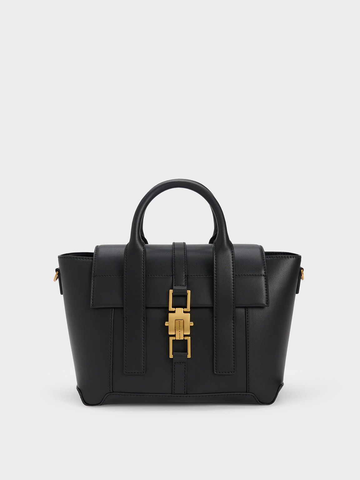 Dua Buckled Trapeze Tote
 - Black | Charles & Keith UK