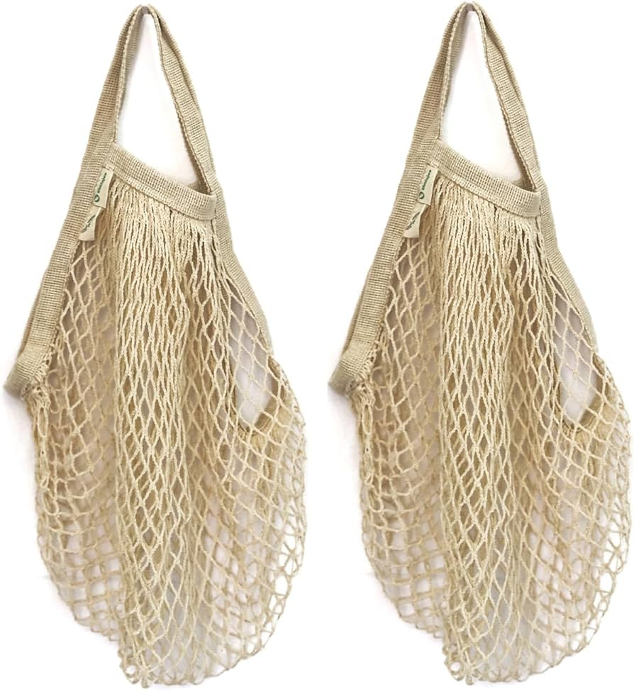 Reusable Produce Net Bags Grocery Washable, Mesh Bags For Vegetables, 2 Pack! GOTS-Certified Orga... | Amazon (US)