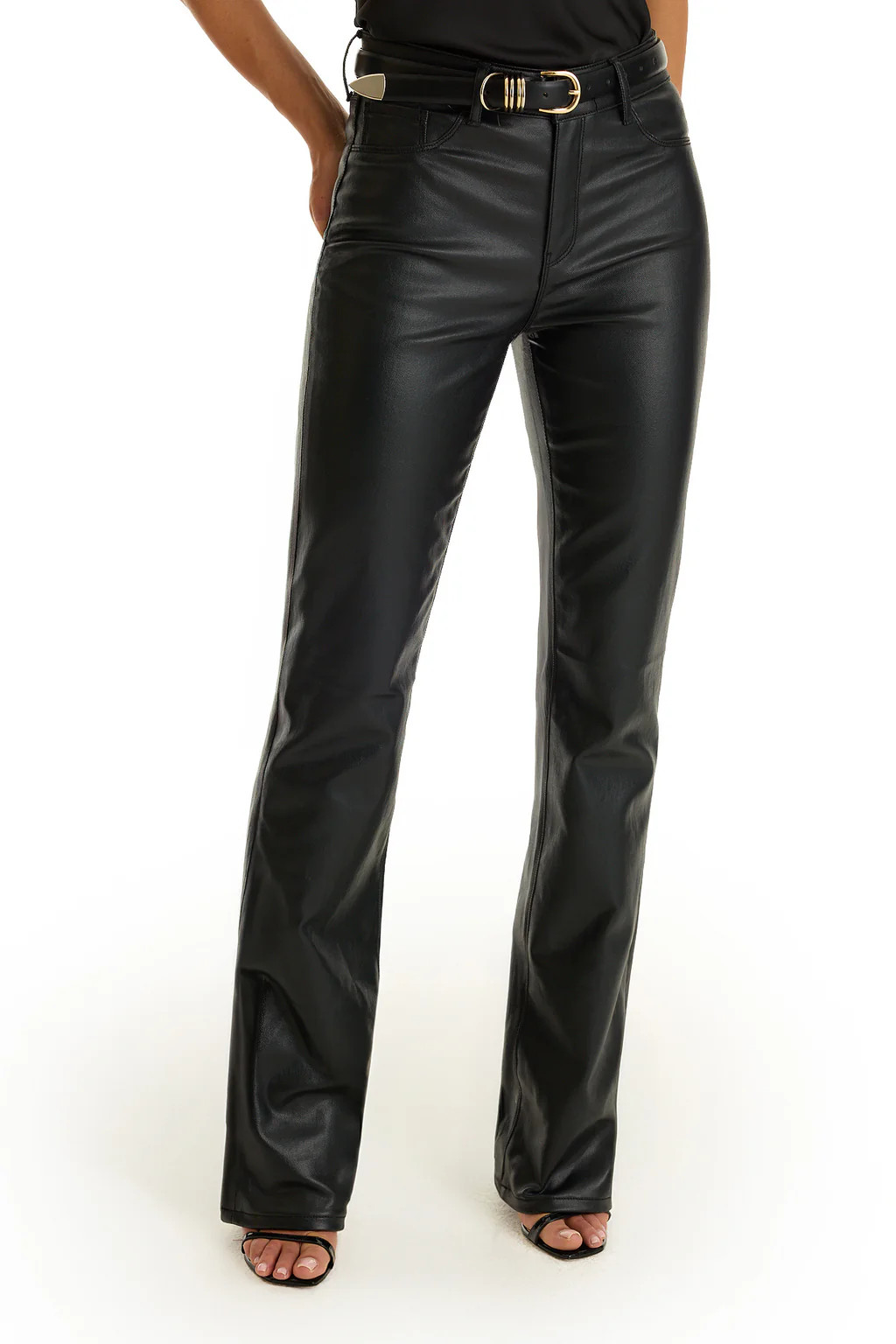 Aria Coated Flare Jean - Black | The Noli Shop