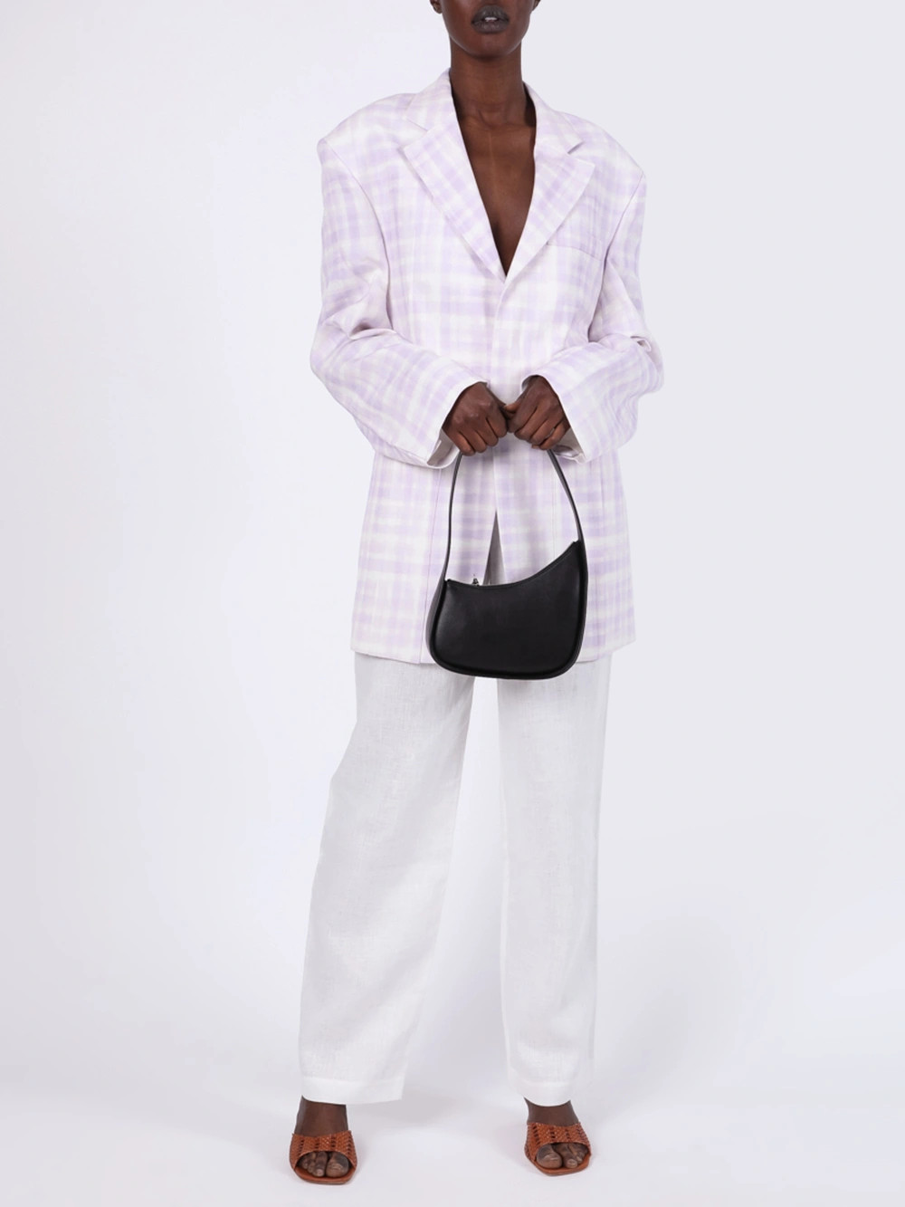 Half Moon Leather Shoulder Bag Black | The Webster