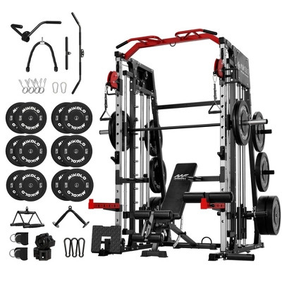 Smith Machine Home Gym, 2200 lbs Power Rack Cage with Cable Crossover,Barbell Holders and Other Attachments, Total Body Strength Training Cage | Target