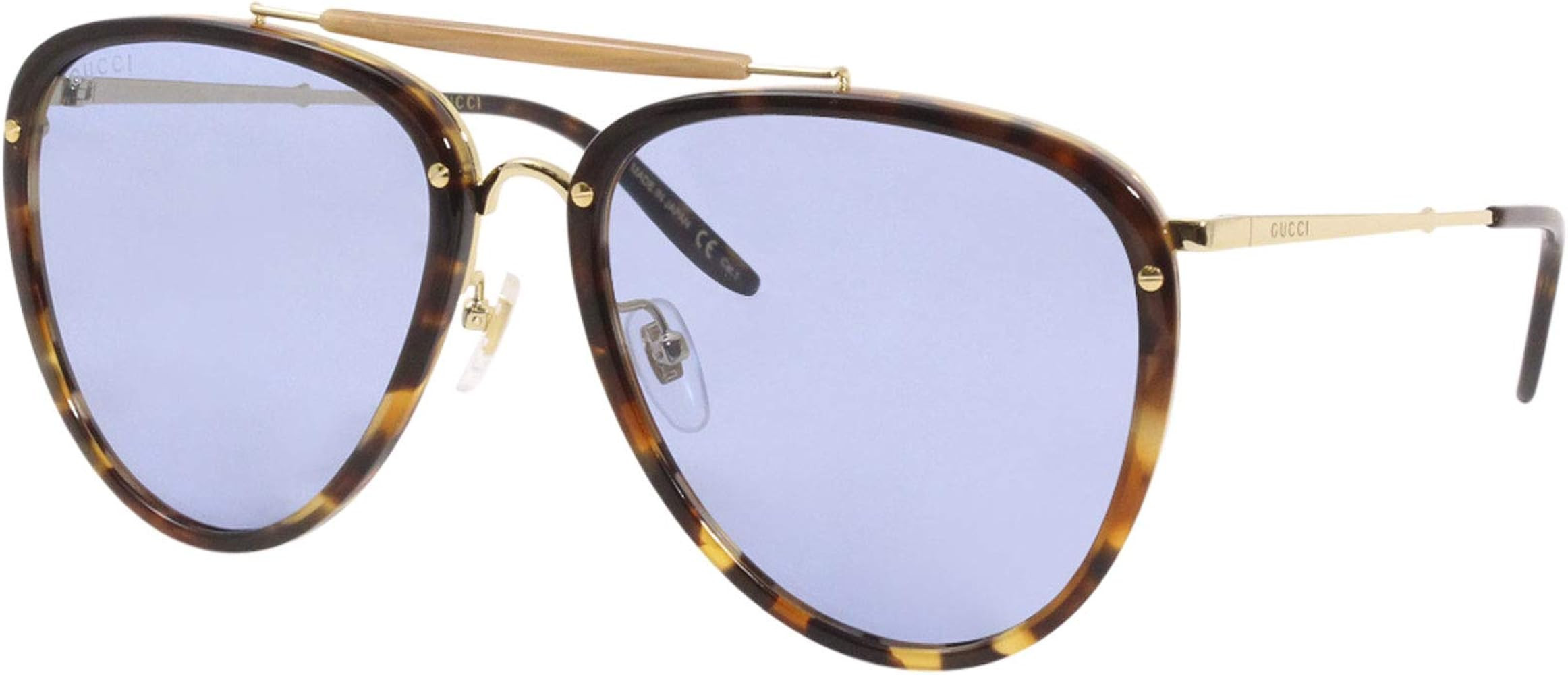 Sunglasses Gucci GG 0672 S- 004 Havana/Blue Gold | Amazon (US)