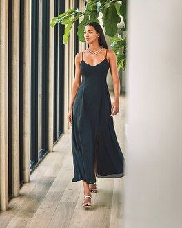 Maxi Dress with Lace-Up Back Detail | White House Black Market