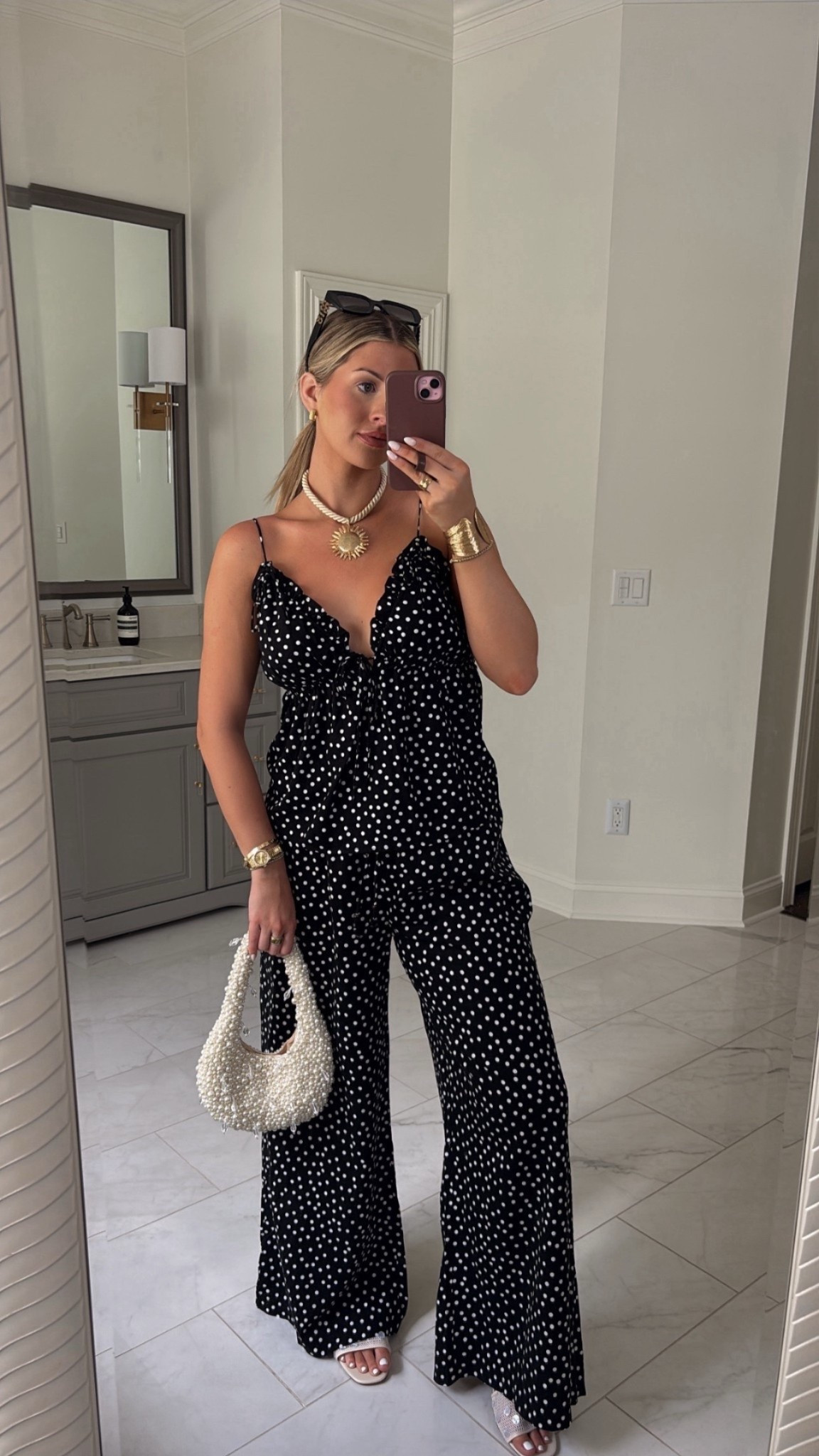 Can’t believe this set is from Target! It’s the cutest! True to size 🤍 wearing a a medium in top and large in pants (wanted them to be plenty loose) . You can shop it all below! 🫶🏼

Vacation outfit inspo
Polka dot set
Sidney marie Duke
Summer and spring vacation ideas 
Casual brunch outfits


#LTKTravel #LTKTall