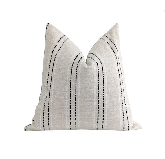 Black and Beige Pillow Cover Black Textured Stripe Pillow | Etsy | Etsy (US)