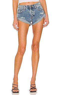The One Fitted Cheeky Denim Short in Kansas Acid | Revolve Clothing (Global)