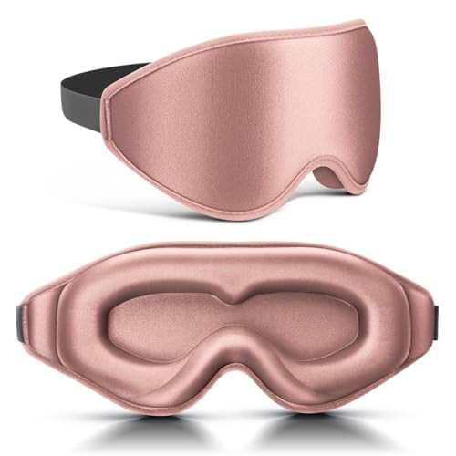 FlyCoco 99% Fully Block Out Light Eye Sleep Mask, 3D Deep Contoured Eyes Cover Zero Pressure, Long Lash Extension Eyes Mask with Adjustable Straps for Sleeping Travel Home Nap Rest Women Men (Rose) | Amazon (US)