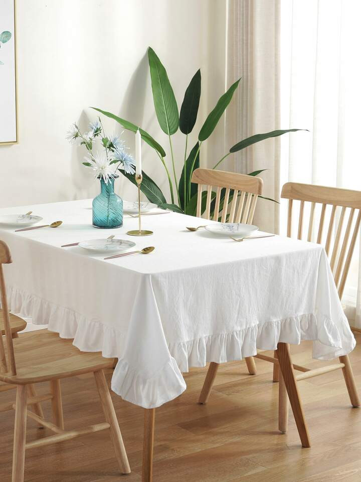 Tafelkleed in effen kleur met ruches | SHEIN