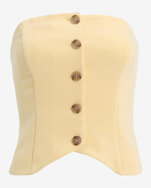 Strapless Button Front Tailored Tube Top | Express