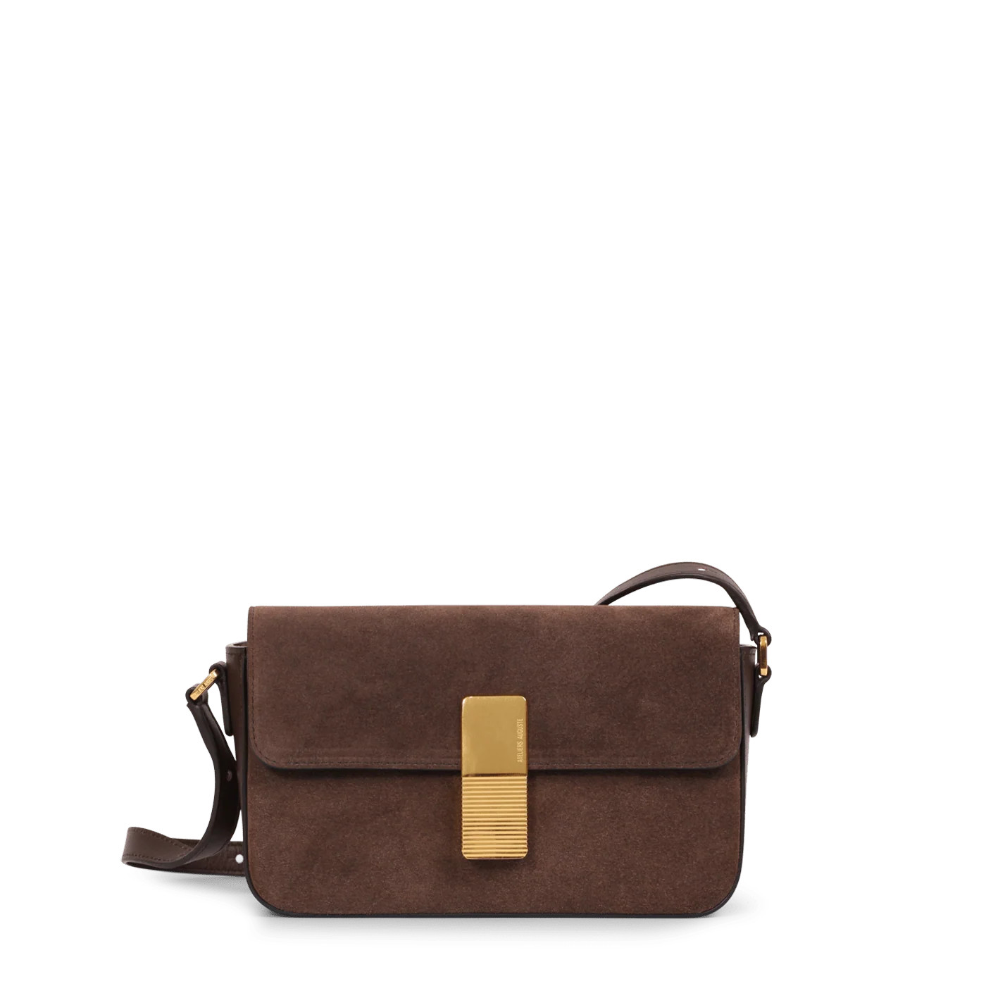 Monceau Baguette Gold Edition - Chocolate Suede Leather | ATELIERS AUGUSTE