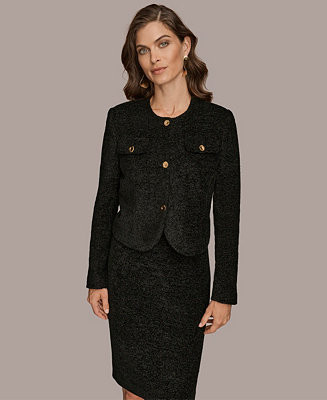 Women's Novelty Button Front Cropped Jacket, Regular & Petites | Macy's