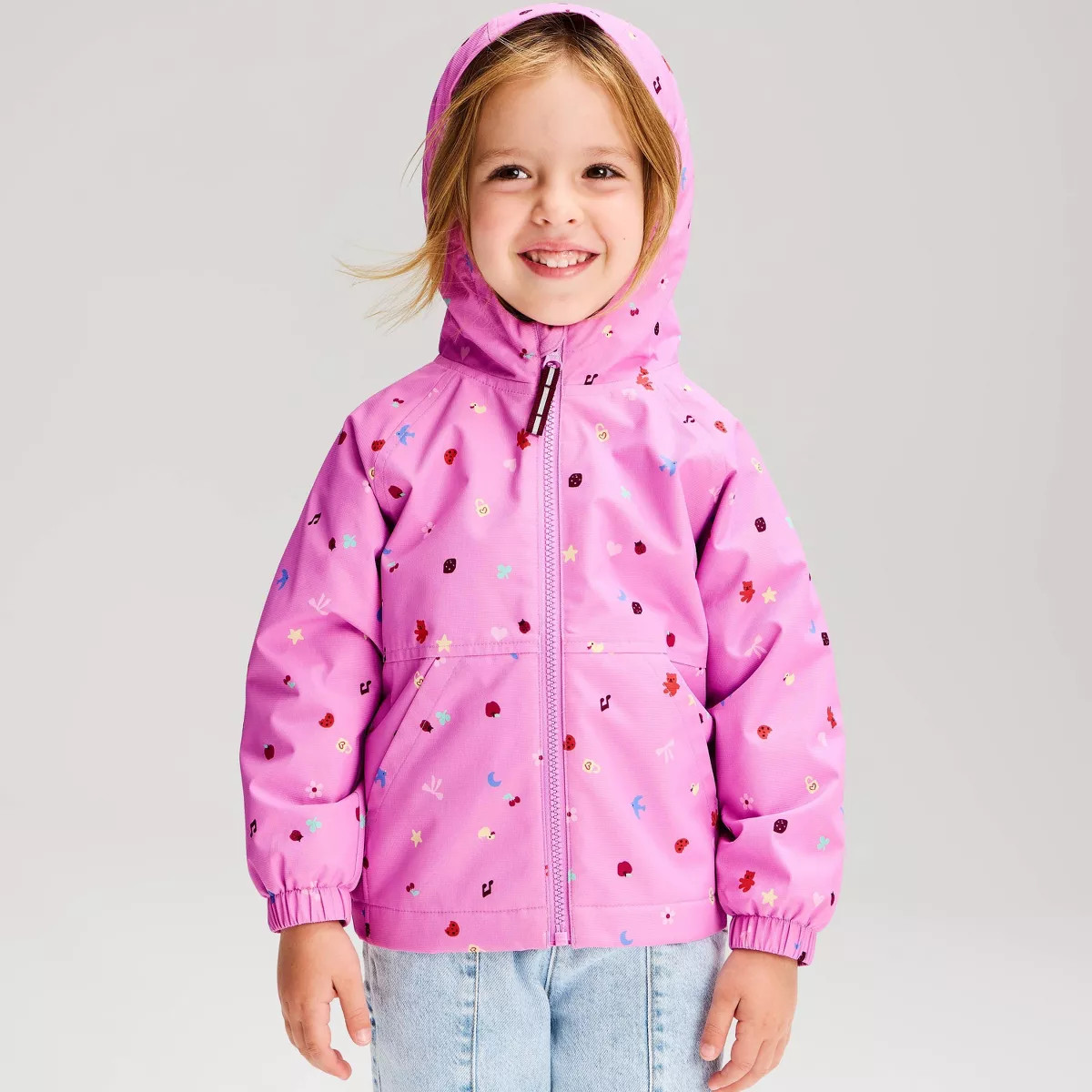 Baby Girls' Full Zip Friendship Bracelet Charm Print Softshell Jacket - Cat & Jack™ Mauve 12M | Target