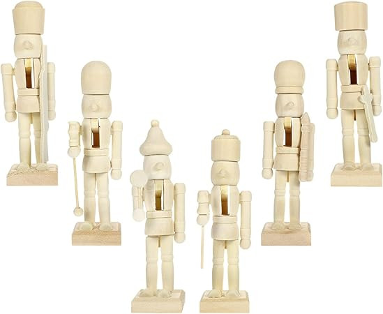 Amazon.com: BESTOYARD 6Pcs Nutcracker Christmas Decoration Wooden Nutcracker Ornament DIY Paintab... | Amazon (US)