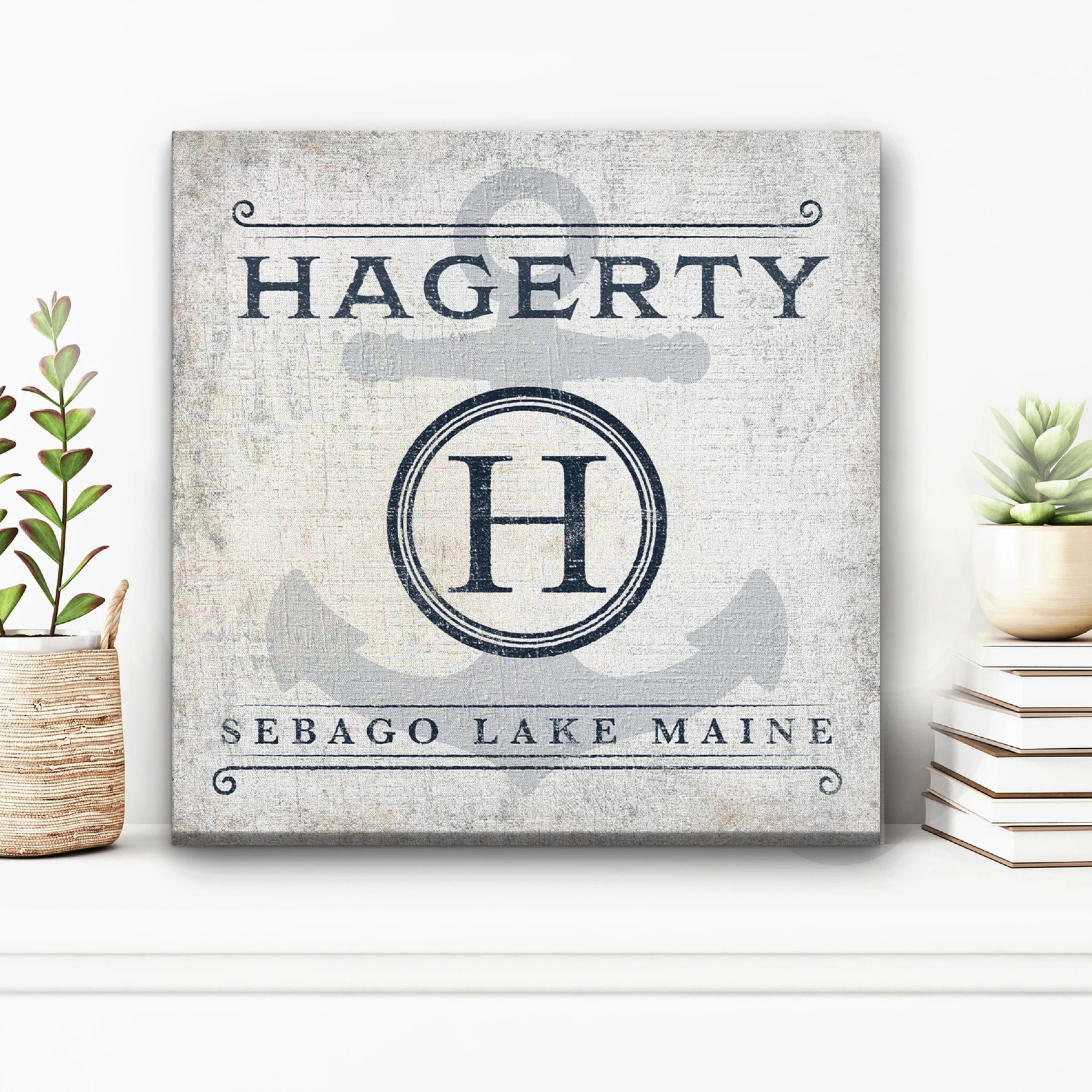 Anchor Sign, Personalized Anchor Wall Decor, Family Name Anchor Canvas Sign, Last Name Sign, Beac... | Etsy (US)