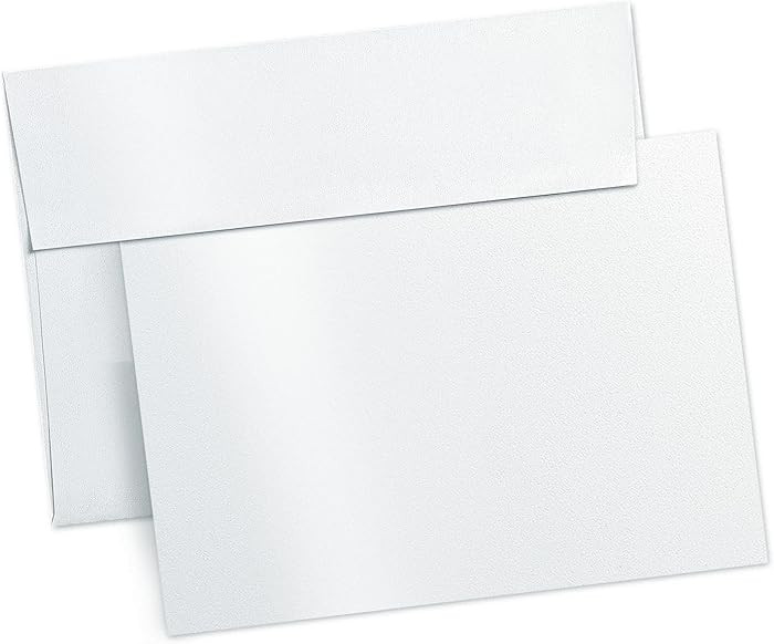 White Shimmer Blank Cards and Envelopes (Unfolded), Goefun Pearl 5x7 Flat Cardstock and A7 Envelo... | Amazon (US)
