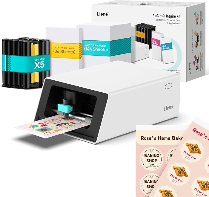 Liene PixCut S1 Inspire Kit - All-in-One Color Sticker Printer & Cutting Machine, Thermal Dye-Sub... | Amazon (US)
