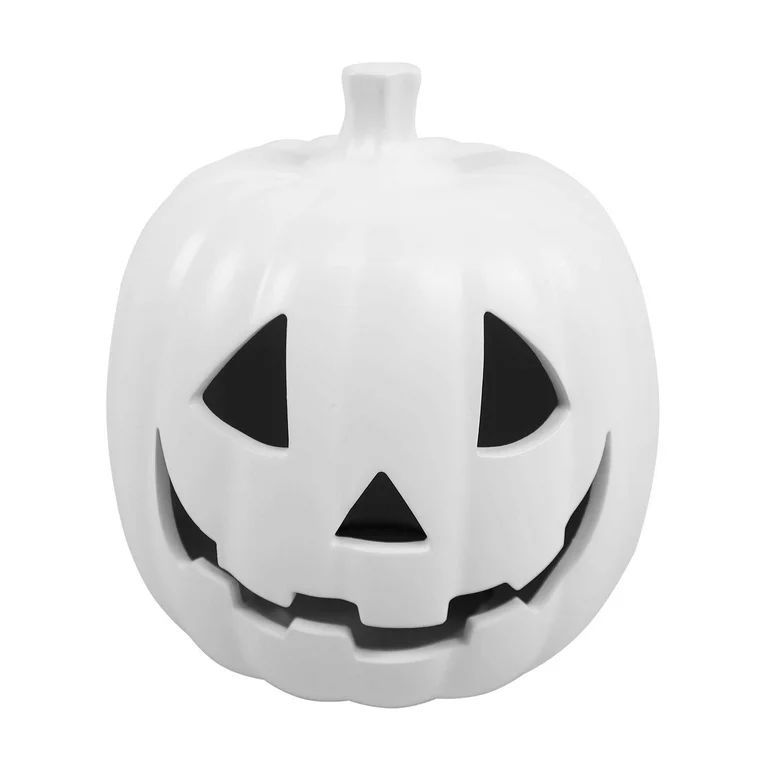 Halloween Black and White Ceramic Pumpkin Decoration, by Way To Celebrate | Walmart (US)