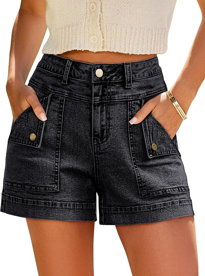 Eddoyee Jean Cargo Shorts for Women Denim Y2k High Waist Stretchy Shorts Wide Leg Casual Shorts w... | Amazon (US)